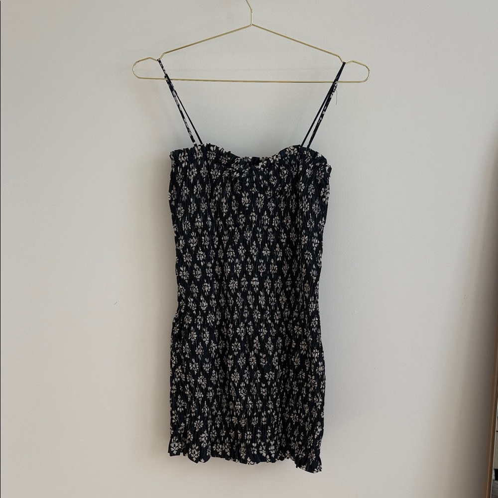 Zara Navy and Cream Ikat Floral Mini Dress